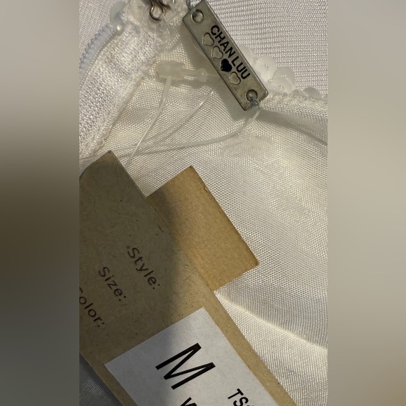 Chan Luu White Pleated Empire Waist Mini Dress M NWT - Picture 3 of 10